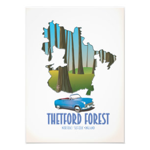 Thetford Wald Norfolk Suffolk Einzugskarte Fotodruck