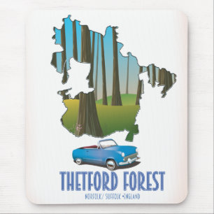 Thetford Wald Norfolk Suffolk Einzugskarte Mousepad