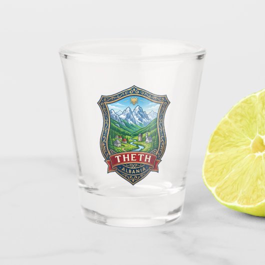 Theth Albanien Schnapsglas (Vorderseite)