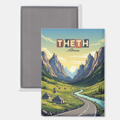 Theth Albanien Travel Magnet (Vorderseite/Rückseite)