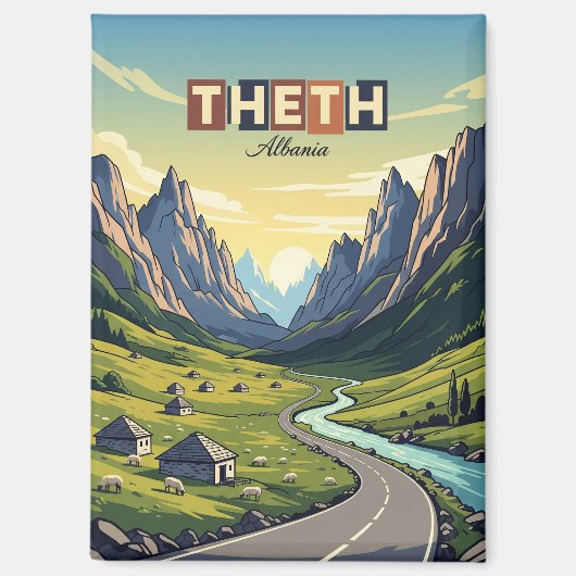 Theth Albanien Travel Magnet (Vorderseite)