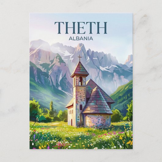 Theth Steinkirche Albanien Postkarte (Vorderseite)