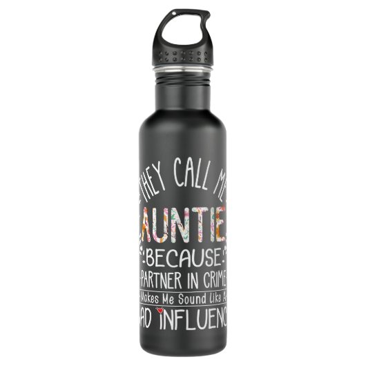 They Call Me Auntie Partner in Crime Aunty Funny A Edelstahlflasche (Vorderseite)