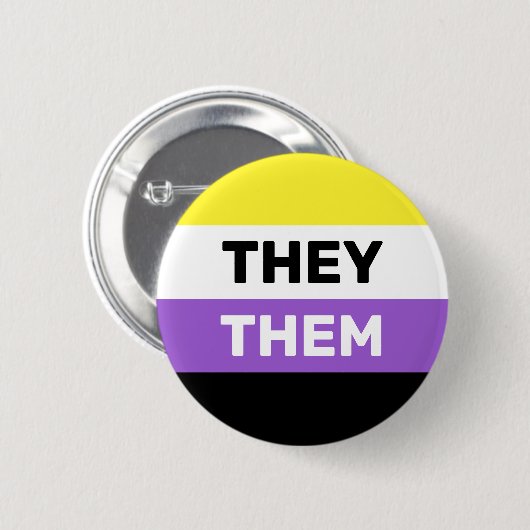THEY/THEM - Flag-Farben für nicht binäre Geschlech Button (Vorne & Hinten)