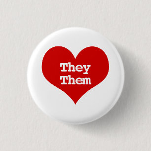 They Them Pronomen Rotes Liebesherz Button