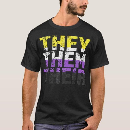 They Them Their Agender Non Binary Stolz Fürwörter T-Shirt (Vorderseite)