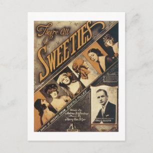 They're All Sweeties Vintage Songbook Cover Postkarte