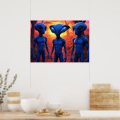 They're Here AI Alien Art Poster (Küche)
