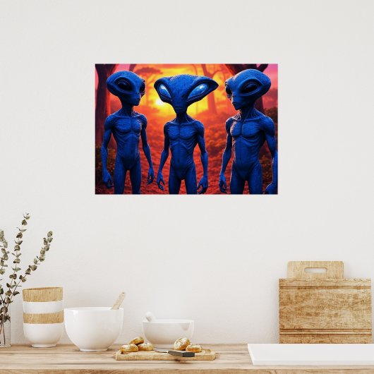 They're Here AI Alien Art Poster (Küche)