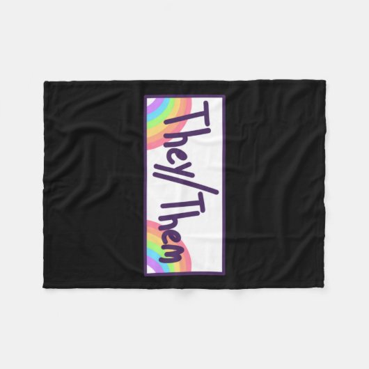 Theythem Pronouns Card Fleecedecke (Vorderseite (Horizontal))
