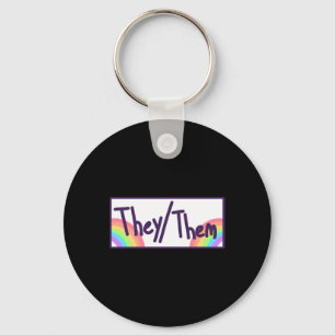 Theythem Pronouns Card Schlüsselanhänger