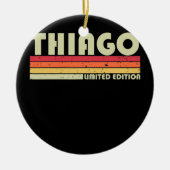 THIAGO Geschenkname Personalisiert Funny Retro Vin Keramik Ornament (Vorne)