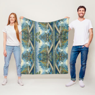 Thibaut Asian Landschaftlich Blue and Green Decora Fleecedecke