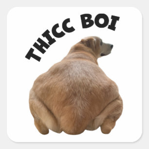 Thicc Boi Fat und Funny Yellow Labrador Retriever Quadratischer Aufkleber
