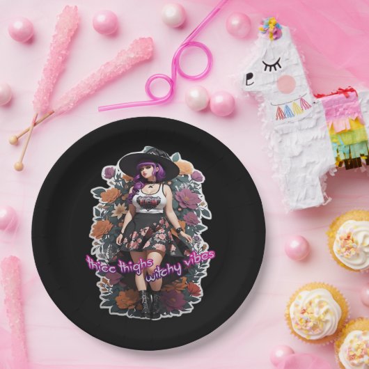 Thicc Thighs Witchy Vibes - Whimsigoth Hexenkern Pappteller (Party)