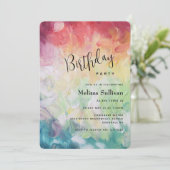Thick Brush Schlaganfälle Abstrakten Geburtstag ge Einladung (Stehend Vorderseite)