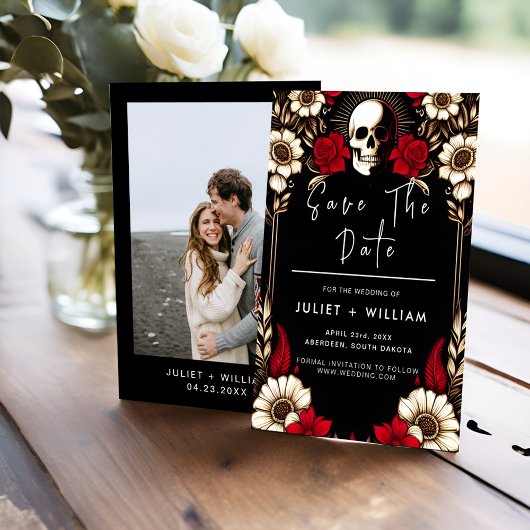 Thick Claret Ruby Heart Red Black Wedding Save The Date