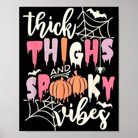 Thick Thighs And Soky Vibes Retro Groovy Halloween Poster (Vorne)