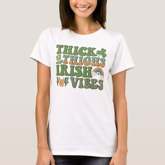 Thick Thighs Irish Vibes, Patrick's Day T - Shirt (Vorderseite)