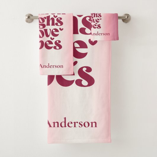 THICK THIGHS & LIEBE VIBES VALENTINES GLITZER TROP BADHANDTUCH SET (Insitu)