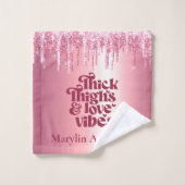 THICK THIGHS & LIEBE VIBES VALENTINES GLITZER TROP BADHANDTUCH SET (Waschlappen)