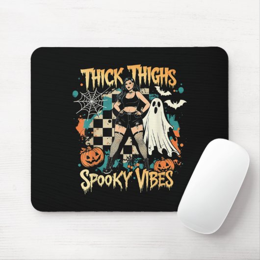 Thick Thighs Soky Vibes Funny Ghost Halloween Mousepad (Mit Mouse)