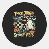 Thick Thighs Soky Vibes Funny Ghost Halloween Runder Aufkleber (Vorderseite)