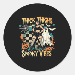 Thick Thighs Soky Vibes Funny Ghost Halloween Runder Aufkleber