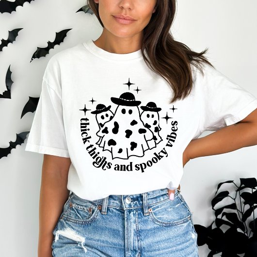 Thick Thighs & Spooky Vibes Halloween T-Shirt