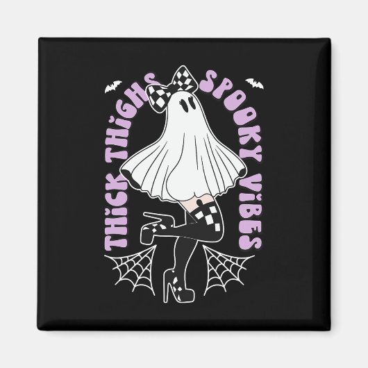 Thick Thighs Spooky Vibes Niedlich Ghost Halloween Magnet (Vorne)