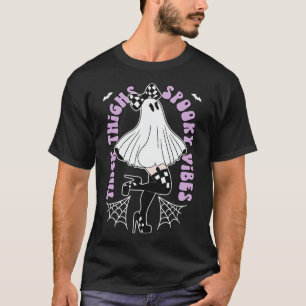 Thick Thighs Spooky Vibes Niedlich Ghost Halloween T-Shirt