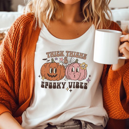 Thick Thighs & Spooky Vibes Retro Halloween Tri-Blend Shirt