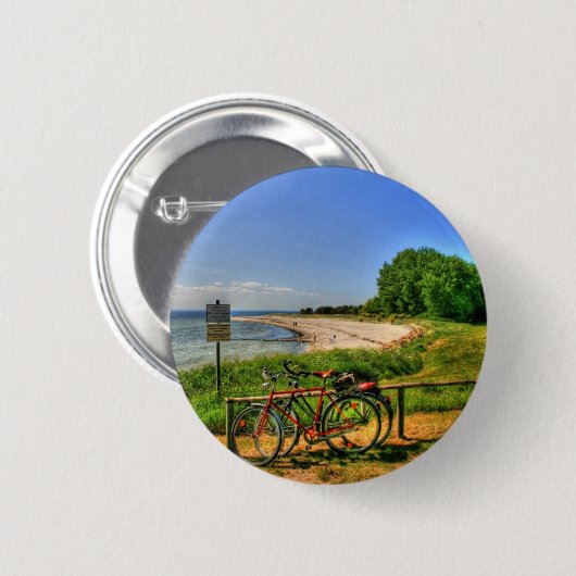 Thiessow Strand auf Ruegen Insel Button (Vorne & Hinten)