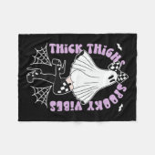 Thighhooky Vibes Niedlich Ghost Halloween Fledermä Fleecedecke (Vorderseite (Horizontal))