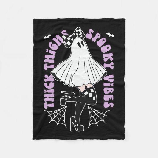 Thighhooky Vibes Niedlich Ghost Halloween Fledermä Fleecedecke (Vorderseite)
