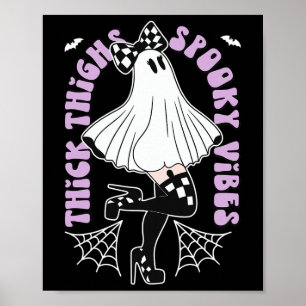 Thighhooky Vibes Niedlich Ghost Halloween Fledermä Poster
