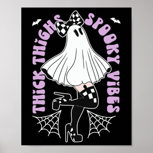 Thighhooky Vibes Niedlich Ghost Halloween Fledermä Poster (Vorne)
