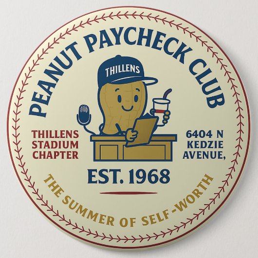 Thillens Stadium Peanut Paycheck Club '68 Chicago Button (Vorderseite)