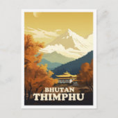 Thimphu Bhutan Art Vintage Reisevorführung Postkarte (Vorderseite)