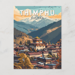 Thimphu Bhutan Illustration Reise Kunst Vintage Postkarte