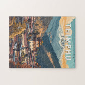 Thimphu Bhutan Illustration Travel Art Vintag Puzzle (Horizontal)