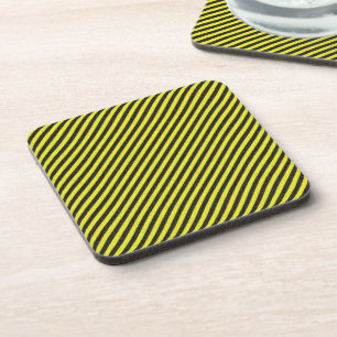 Thin Black and Yellow Diagonal Stripes Getränkeuntersetzer