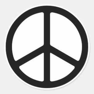 Thin Black on White Peace Symbol Runder Aufkleber