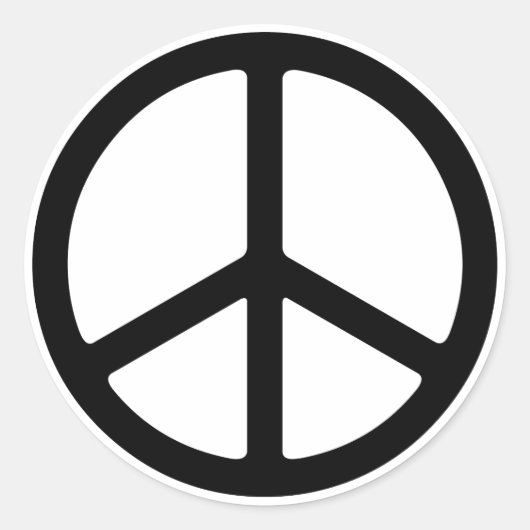 Thin Black on White Peace Symbol Runder Aufkleber (Vorderseite)