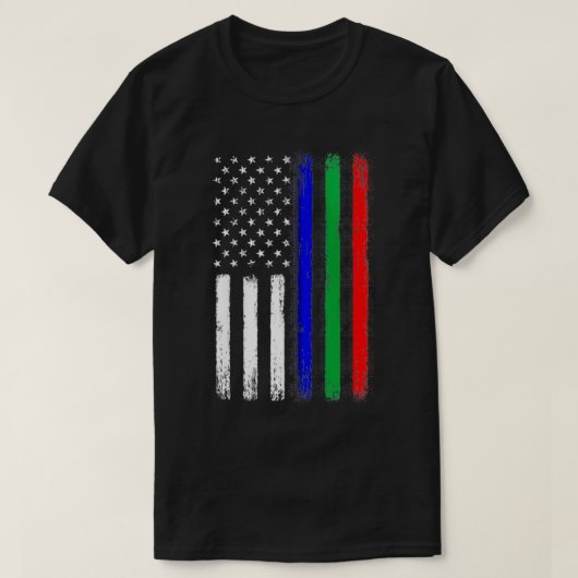 Thin Blue Green Line Flag, Polizei Feuerwehrmann T-Shirt (Design vorne)