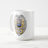 Thin Blue Line - 10 Jahre Polizeipolizei Abzeichen Kaffeetasse (Vorderseite Links)