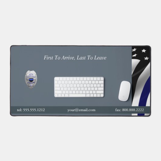 Thin Blue Line 911 Abzeichen Schreibtischunterlage (Tastatur & Maus)