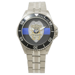 Thin Blue Line Abzeichen Armbanduhr
