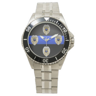 Thin Blue Line Abzeichen Armbanduhr