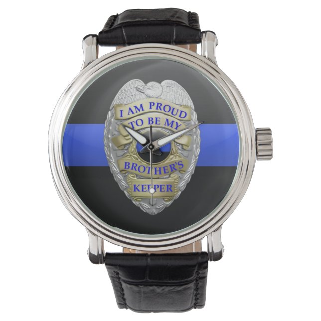 Thin Blue Line Abzeichen Armbanduhr (Vorderseite)